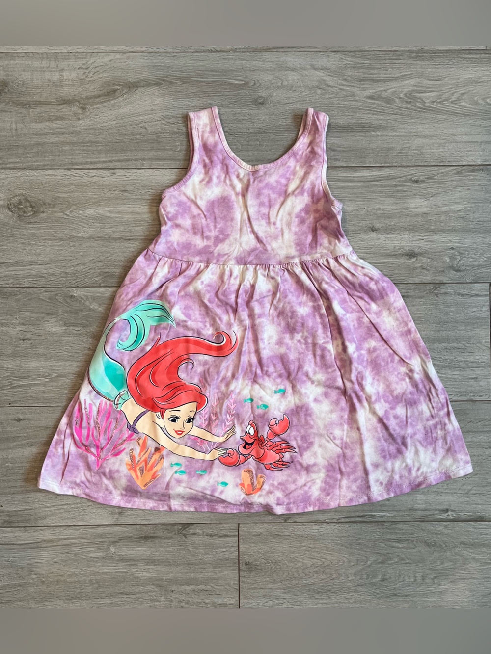 DISNEY Little Mermaid Pink Tie-Dye Tank Dress, girls, 4T